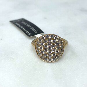 Banana Republic NWT Cubic Zirconia Faux Diamond Disk Gold Ring, Size 7